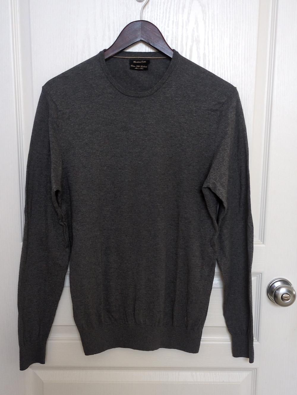 Massimo Dutti Crewneck Sweater - Dark Gray Cotton Silk Cashmere